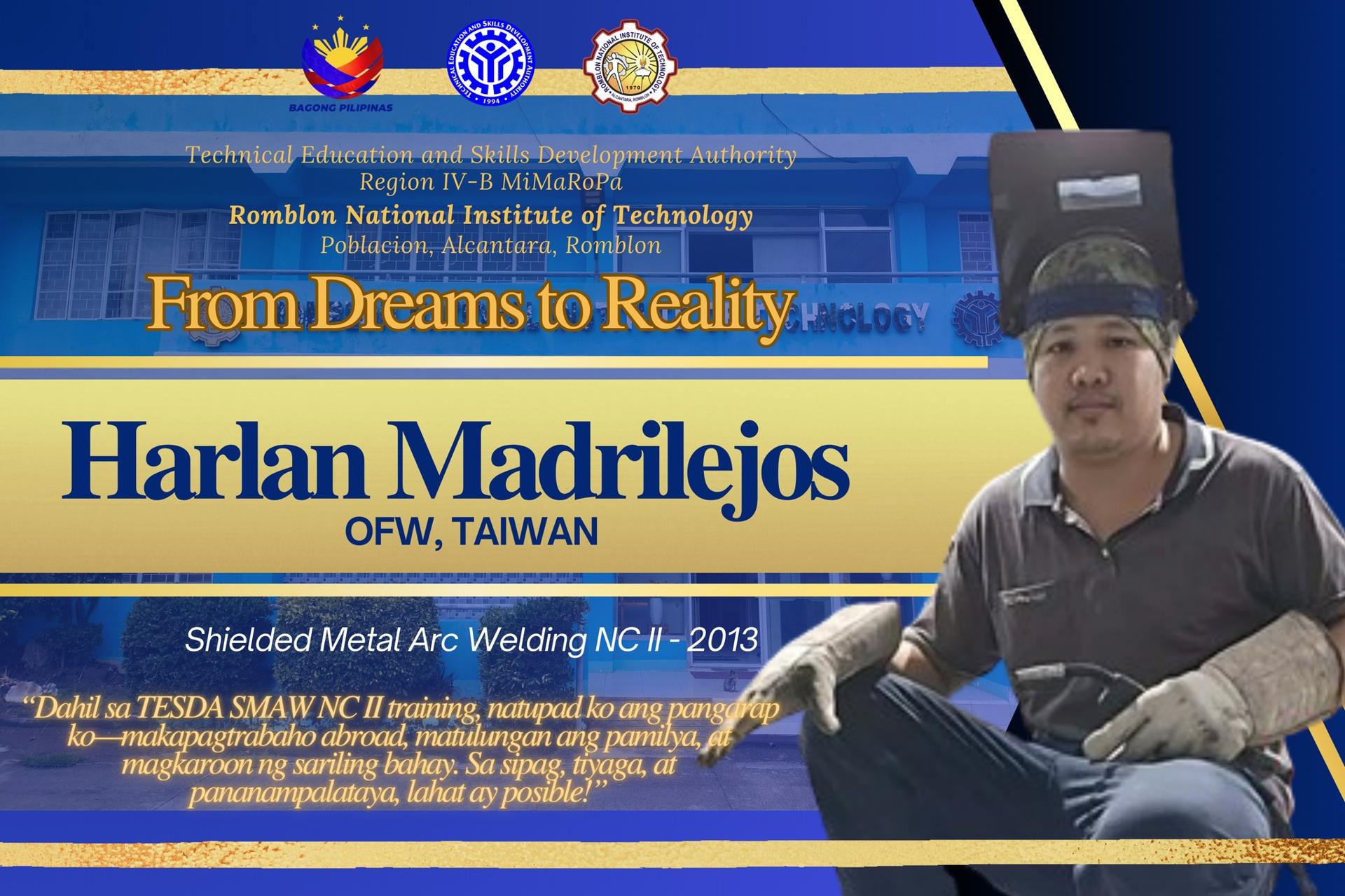 Harlan Madrilejos, OFW in Taiwan